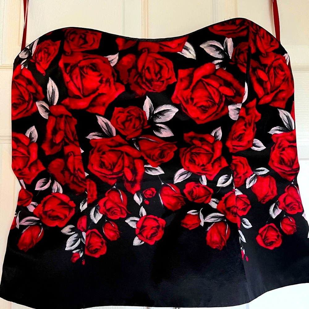 White House Black Market corset red floral size 12